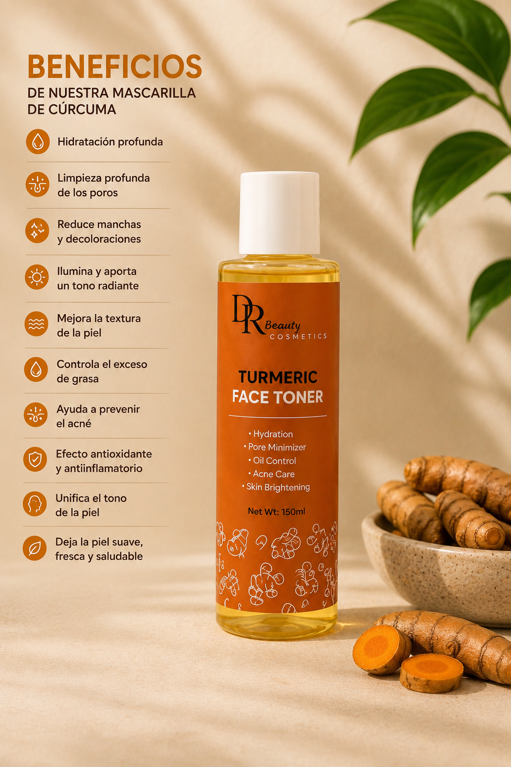 Productos facial de cúrcuma de 8 piezas