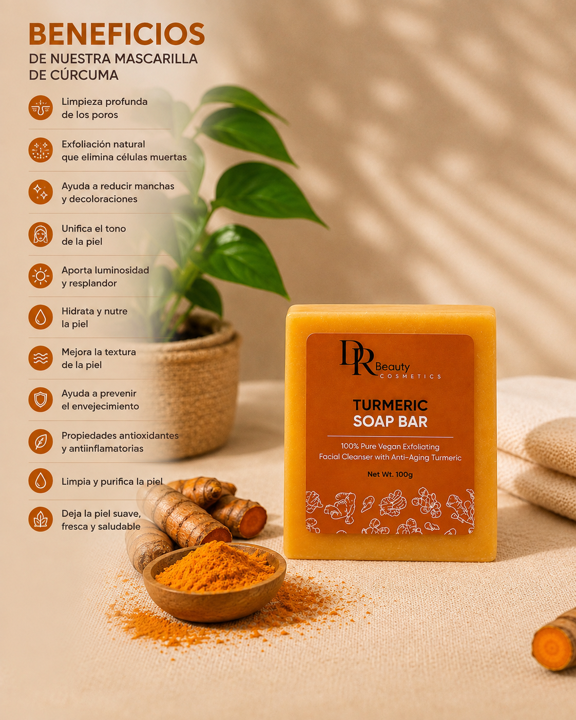 Jabón facial de cúrcuma