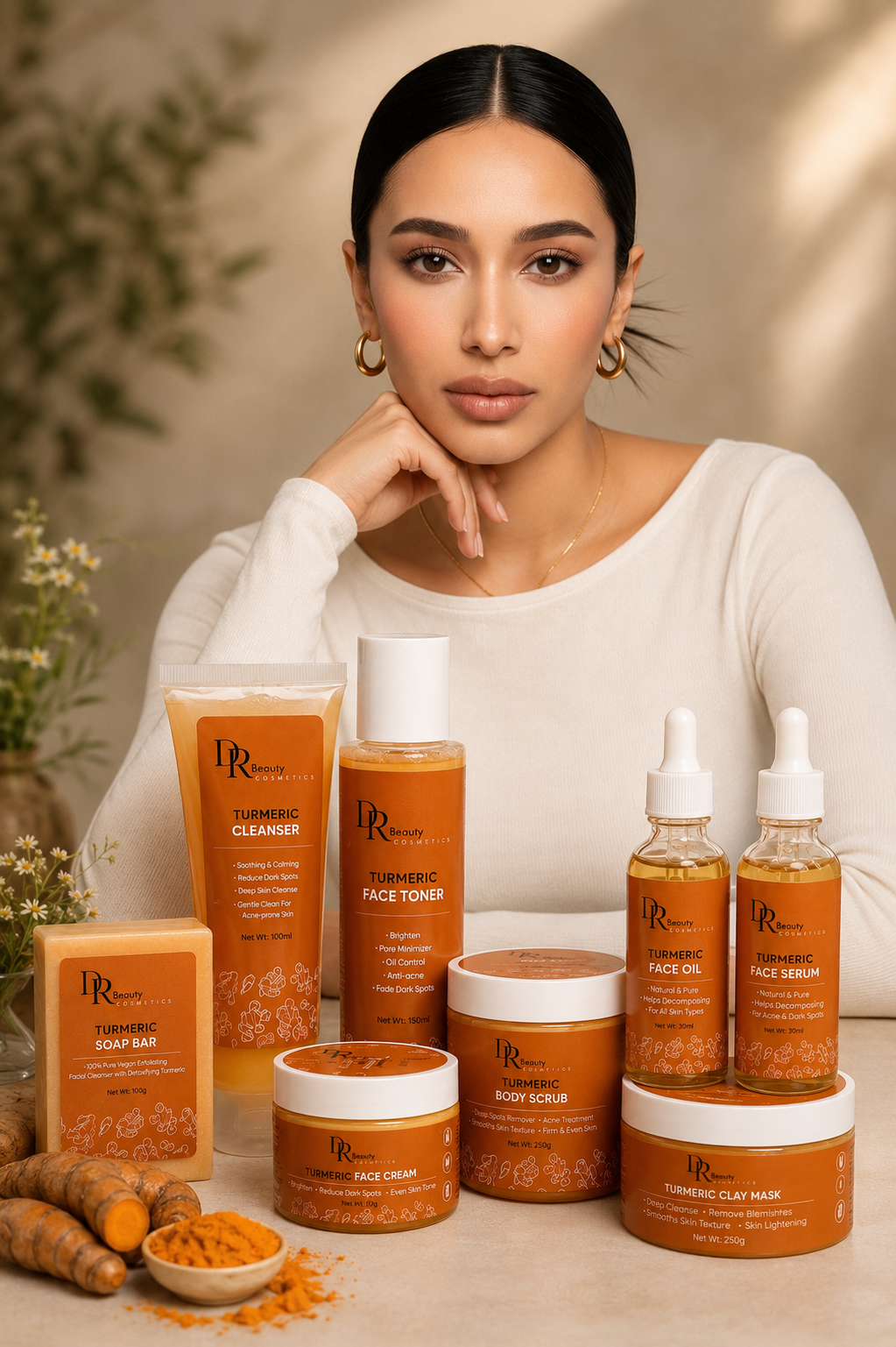 Productos facial de cúrcuma de 8 piezas