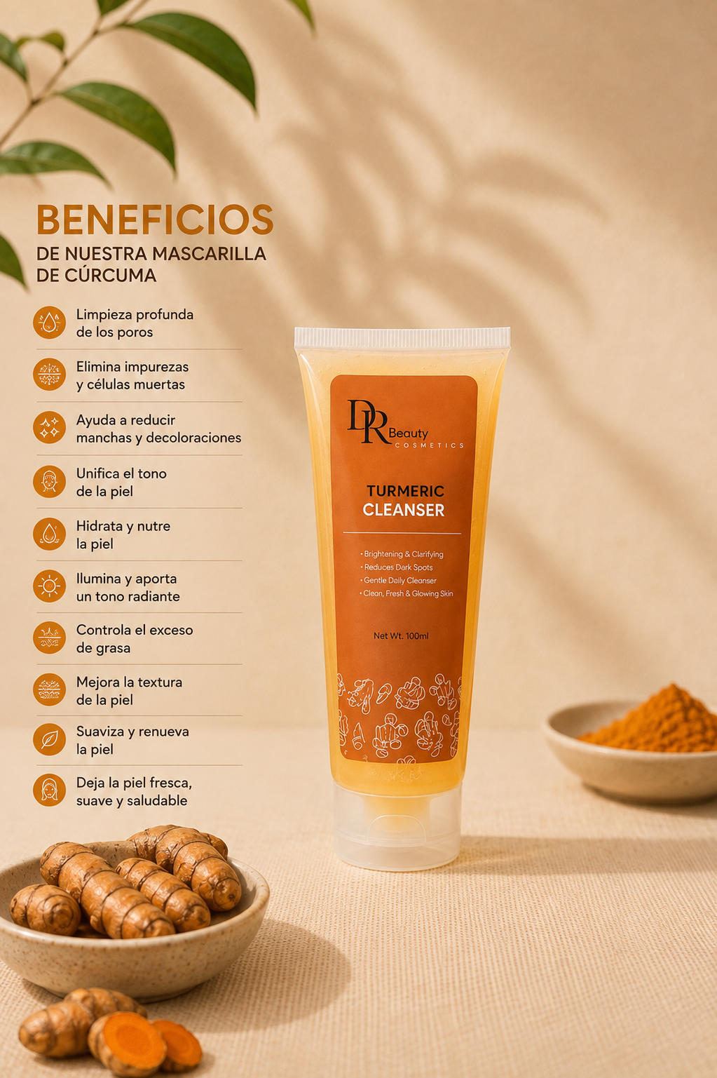 Productos facial de cúrcuma de 8 piezas