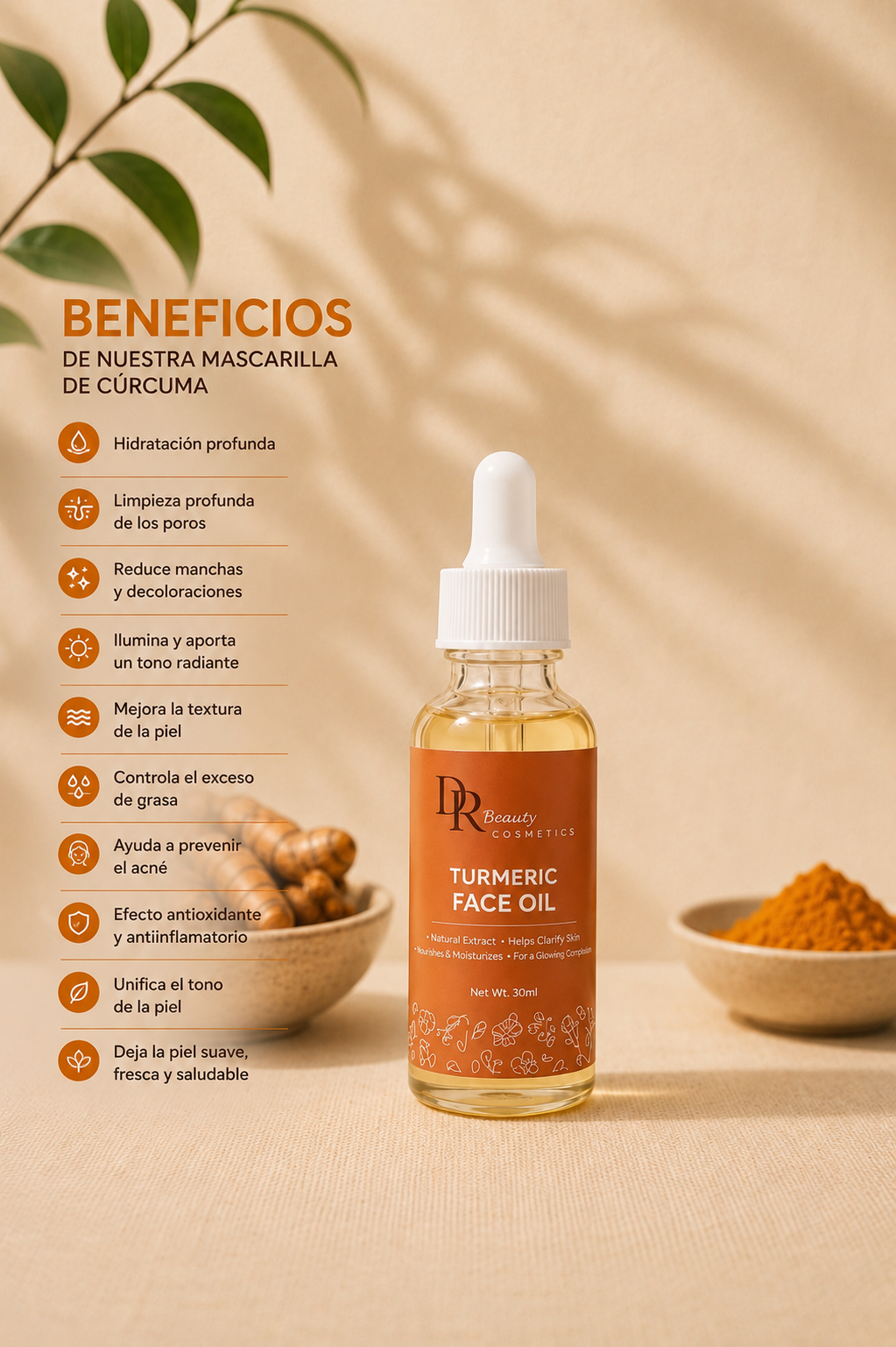 Productos facial de cúrcuma de 8 piezas